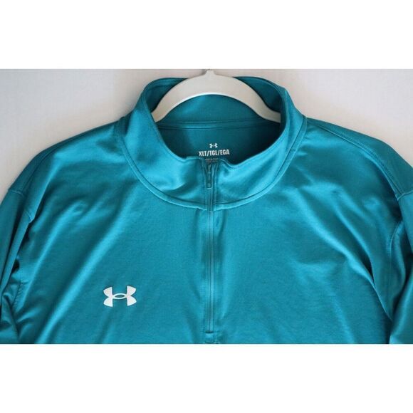 Under Armour 1376844-722 Men's Sz XLT Teal/White Team Tech L/S 1/4 Zip Pullover - Picture 4 of 11